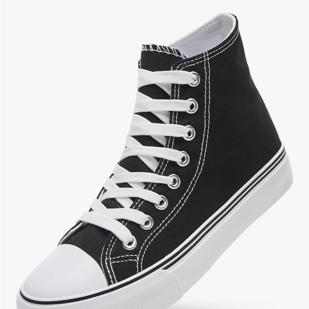 NEW Black & White High-Top Canvas Sneakers